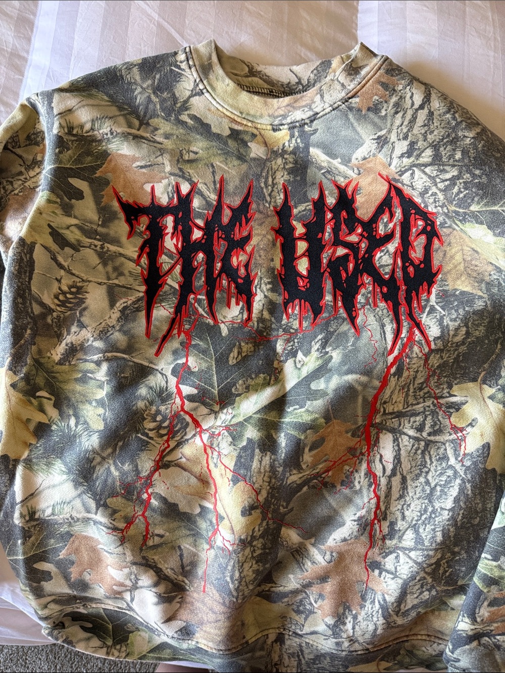 The Used band 25 year anniversary Camo Graphic Sweatshirt with Red Drip